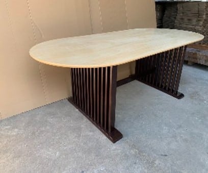 Oval Dining Table w/ Tambour elliptical cylinder legs (Sample)