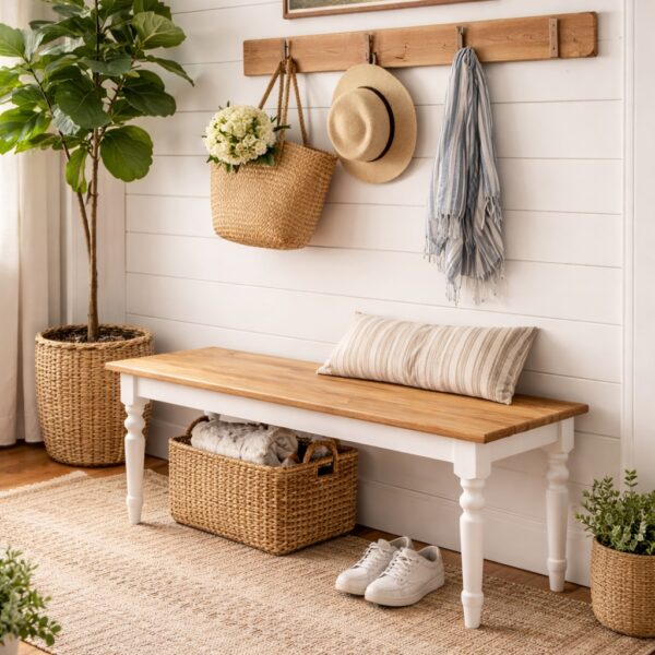 Windsor Backless Wood Bench