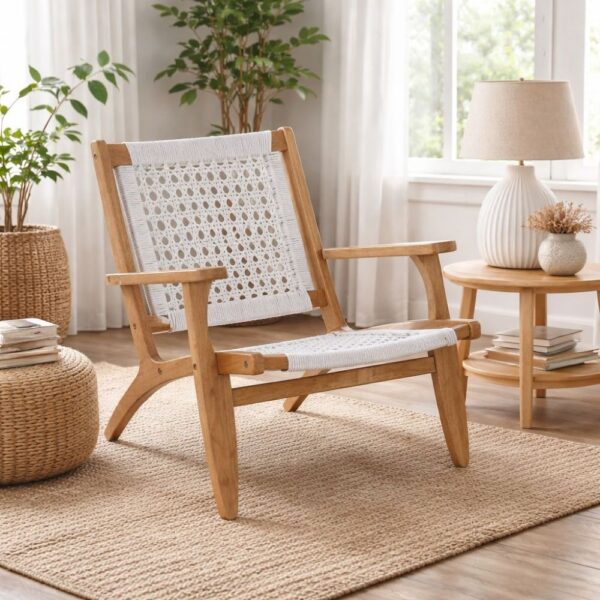 Harrison Hexagon Woven Rope Accent Armchair