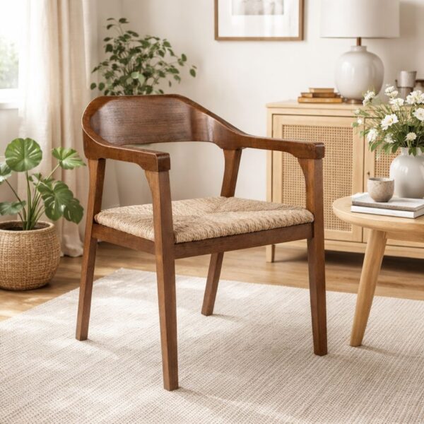 Rasmus Rush Dining Armchair – Chestnut Wire-Brush Finish